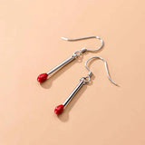 S925 Sterling Silver Red Matches Shape Drop Earrings Girl Family Jewelry Gift