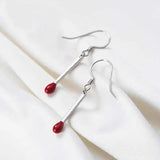 S925 Sterling Silver Red Matches Shape Drop Earrings Girl Family Jewelry Gift