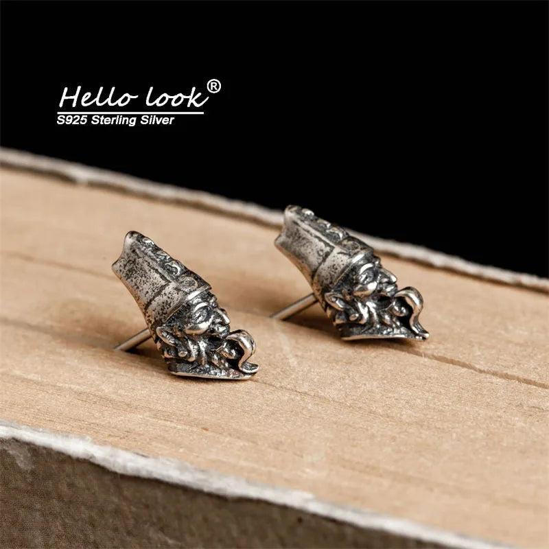 925 Sterling Silver Gothic Skull Earrings Vintage Jewelry