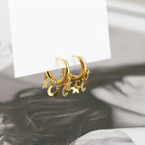 925 Silver Earring Star Moon Pendant Wild Woman Girl Ear Jewelry