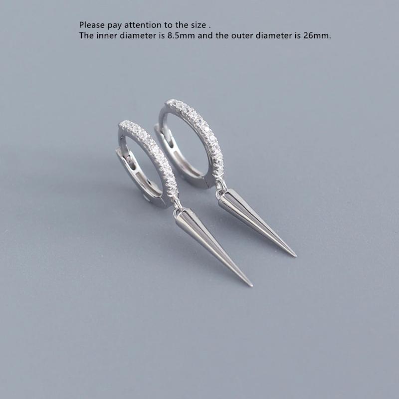S925 Silver Zircon Triangle Tassel Ear Bone Ear Buckle Geometric Earring