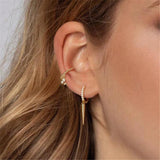 S925 Silver Zircon Triangle Tassel Ear Bone Ear Buckle Geometric Earring