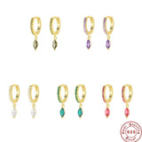 925 Silver Earring Zircon Heart Horse Eye Oval Angel Drop Earring