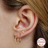 925 Silver Earring Zircon Heart Horse Eye Oval Angel Drop Earring