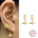 925 Silver Earring Zircon Heart Horse Eye Oval Angel Drop Earring