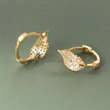 925 Silver CZ Leaf Hoop Earrings for Women Wedding Party