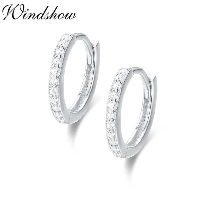 925 Silver CZ Circle Small Loop Huggie Hoop Earrings For Women Girls
