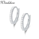 925 Silver CZ Circle Small Loop Huggie Hoop Earrings For Women Girls
