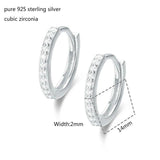 925 Silver CZ Circle Small Loop Huggie Hoop Earrings For Women Girls