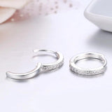 925 Silver CZ Circle Small Loop Huggie Hoop Earrings For Women Girls