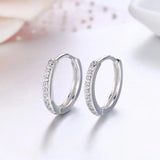 925 Silver CZ Circle Small Loop Huggie Hoop Earrings For Women Girls