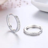 925 Silver CZ Circle Small Loop Huggie Hoop Earrings For Women Girls