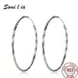 Somilia Platinum Plated Women's Hoop Earrings in Sterling Silver