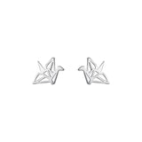 925 Silver Paper Cranes Bird Stud Earrings for Women
