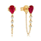 Colorful Water Drop Zircon Stud Earrings 925 Sterling Silver Tassel Diamond Chai