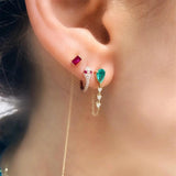 Colorful Water Drop Zircon Stud Earrings 925 Sterling Silver Tassel Diamond Chai