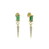 925 Silver Geometric Cz Spike Dangle Earring, Vermeil Jewelry