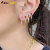925 Silver Geometric Cz Spike Dangle Earring, Vermeil Jewelry