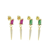 925 Silver Geometric Cz Spike Dangle Earring, Vermeil Jewelry