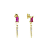 925 Silver Geometric Cz Spike Dangle Earring, Vermeil Jewelry