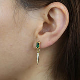 925 Silver Geometric Cz Spike Dangle Earring, Vermeil Jewelry