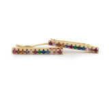 Rainbow Cz Bar 925 Sterling Silver Climber Earring