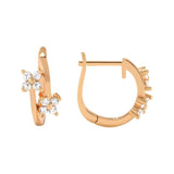 925 Silver Zircon Cross Stud Earrings Champagne Wedding Jewelry