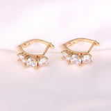 925 Silver Zircon Cross Stud Earrings Champagne Wedding Jewelry
