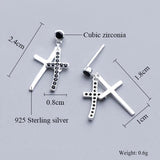 Punk Cross Earrings 925 Sterling Silver Long CZ Statement Girl Gift