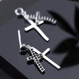 Punk Cross Earrings 925 Sterling Silver Long CZ Statement Girl Gift
