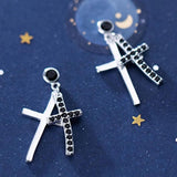 Punk Cross Earrings 925 Sterling Silver Long CZ Statement Girl Gift