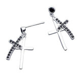 Punk Cross Earrings 925 Sterling Silver Long CZ Statement Girl Gift