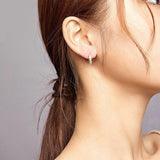 925 Silver Heart Earrings Multicolor Enamel Hoop Rainbow Jewelry
