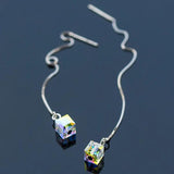 925 Silver Aurora Crystal Square Earrings