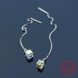 925 Silver Aurora Crystal Square Earrings