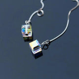 925 Silver Aurora Crystal Square Earrings