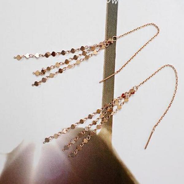 925 Sterling Silver Love Heart Tassel Earrings for Women