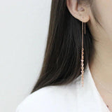 925 Sterling Silver Love Heart Tassel Earrings for Women