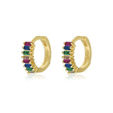 925 Silver Rainbow Zircon Hoop Earrings Wedding Jewelry