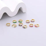 925 Silver Rainbow Zircon Hoop Earrings Wedding Jewelry