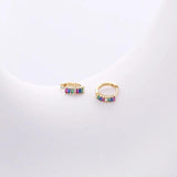 925 Silver Rainbow Zircon Hoop Earrings Wedding Jewelry