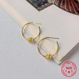 Korean Style 925 Silver Flower Hoop Earrings