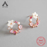 S925 Zircon Pearl Shell Crystal Sweet Earrings