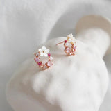 S925 Zircon Pearl Shell Crystal Sweet Earrings