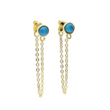 925 Sterling Silver Chain Turquoise Stone Earrings