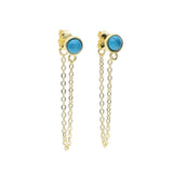 925 Sterling Silver Chain Turquoise Stone Earrings