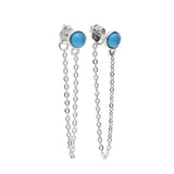 925 Sterling Silver Chain Turquoise Stone Earrings