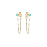 925 Sterling Silver Chain Turquoise Stone Earrings