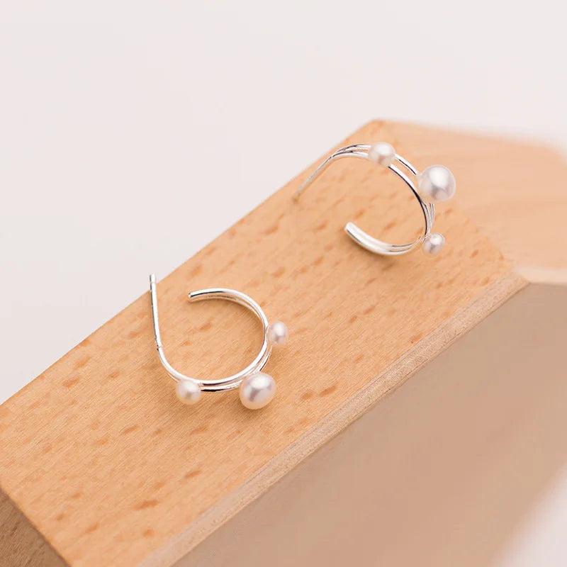 925 Silver Arc Circle Earrings for Women Noble Fine Jewelry Gift