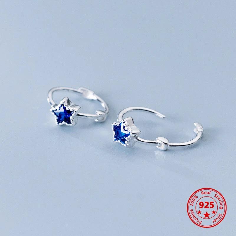 S925 Silver Diamond Star Ear Buckle Girl Heart Lovely Ear Ornaments